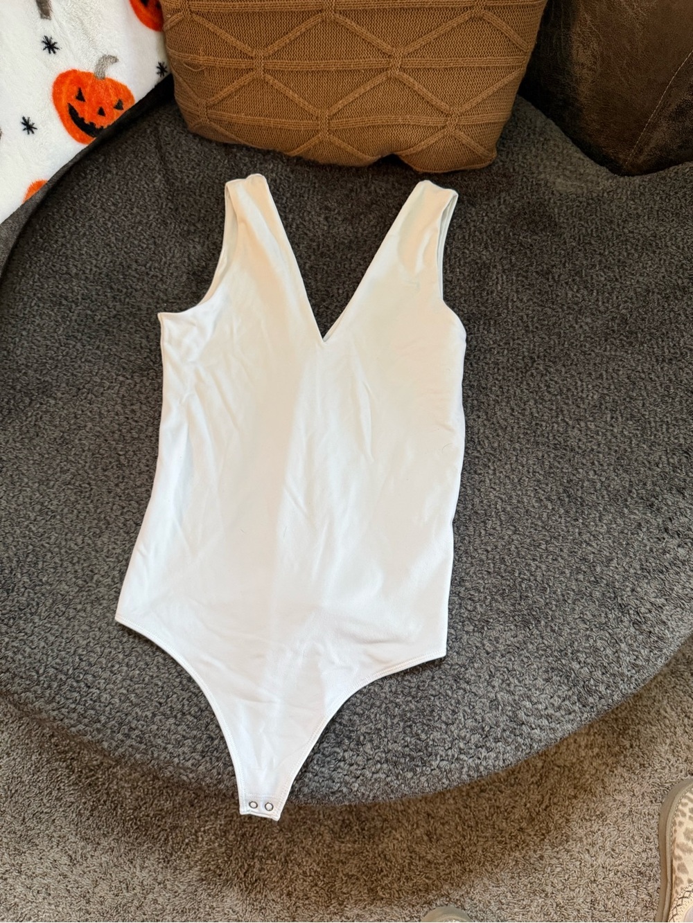Abercrombie & Fitch white plunge seamless bodysuit